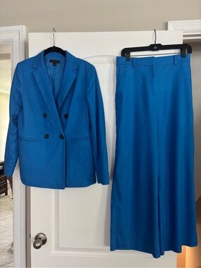 Ann Taylor Bright Blue Double-Breasted Blazer